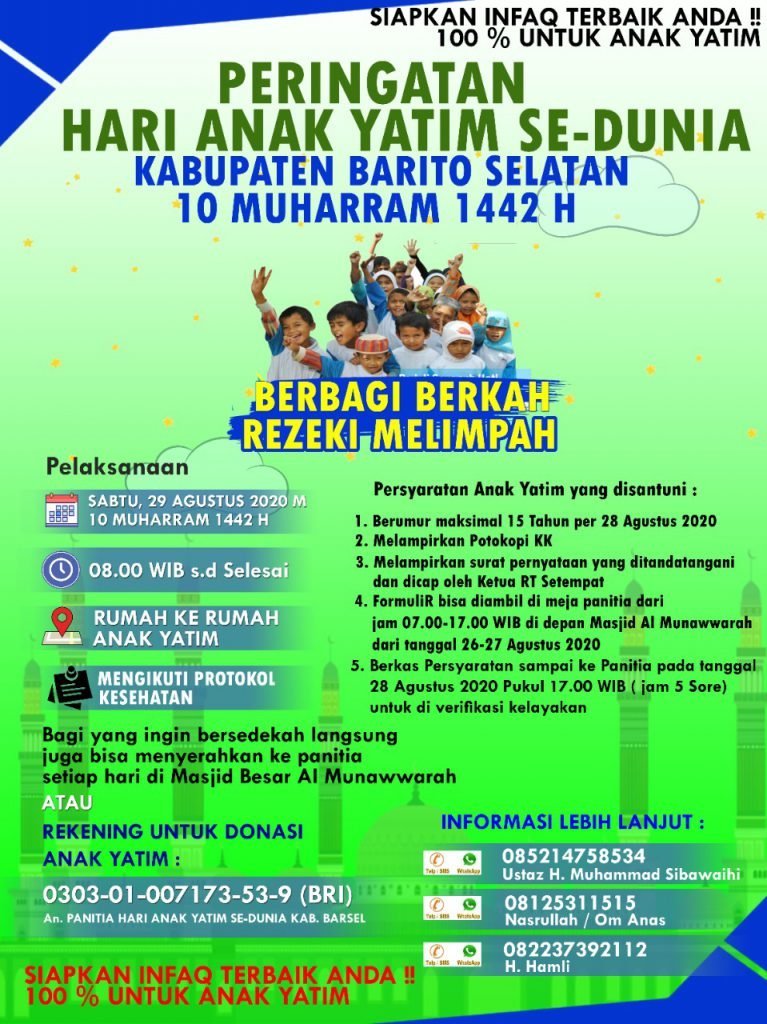 29 Agustus Digelar Peringatan Hari Anak Yatim Sedunia