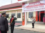 Kapolres Barsel Pimpin Upacara Purna Tugas Dua Perwira, AKP Sarip Hidayat dan AKP Driyono